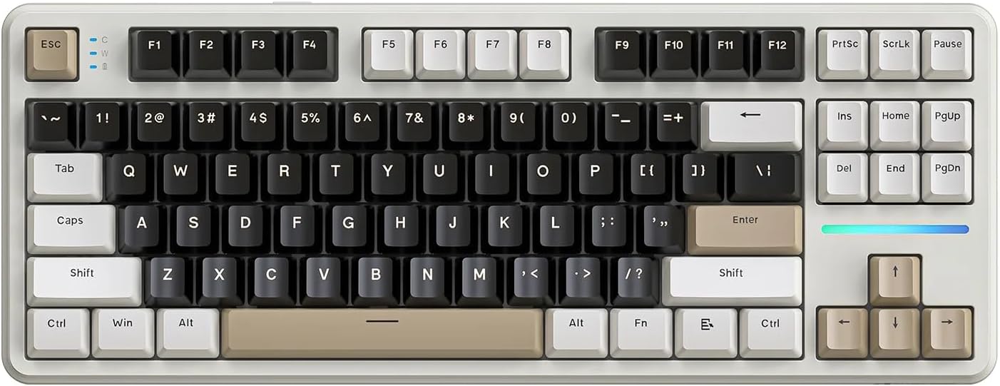 MANBASNAKE X Attack Shark X87 Wireless Mechanical Keyboard, Hot Swappable Gasket Custom Gaming Keyboard RGB Backlit, Bluetooth/2.4GHz/USB-C with 4000mAh Battery (Black)