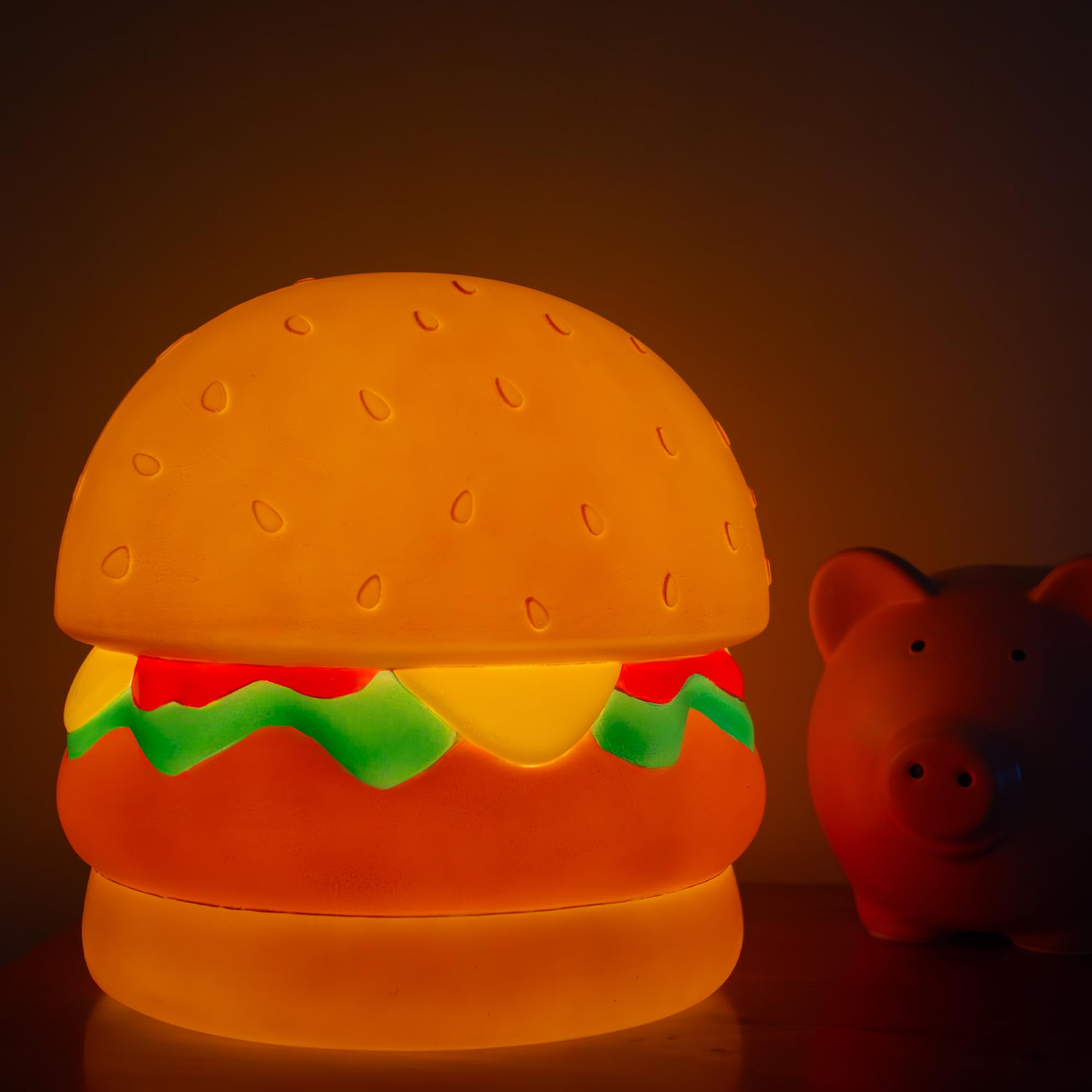 GOOFBALLS 11-Inch Giant Cheeseburger Novelty Light – LED Lighted Novelty Lamp – Fun, Quirky Burger-Themed Decoration for Kitchen or Party Display