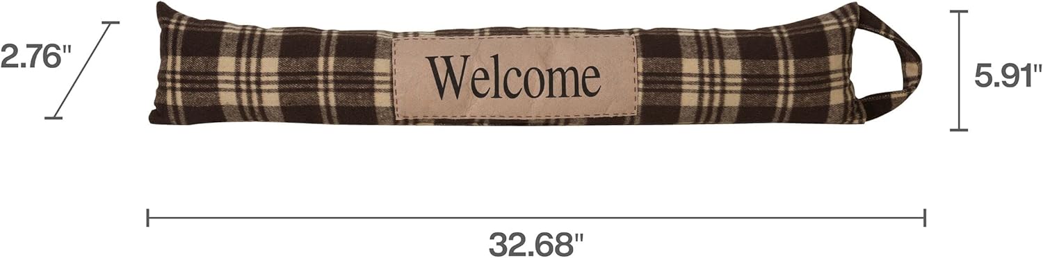 Elements 32.7x2.76x5.91 Inch Brown and Tan Plaid Welcome Fabric Draft Stopper