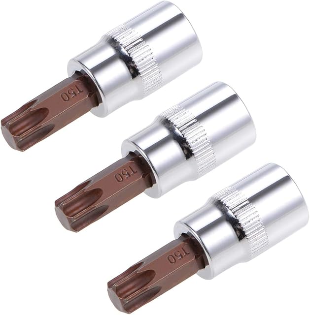 sourcing map 3/8" Drive x T50 Torx Bit Socket, S2 Steel Bits, CR-V Sockets 38mm Length (for Hand Use Only) 3pcs