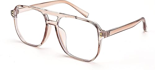 Miniatura 17 de FEISEDY Lentes de bloqueo de luz azul falsos nerd transparentes cuadrados para computadora, ligeros, marco de gafas de piloto de gran tamaño B2866