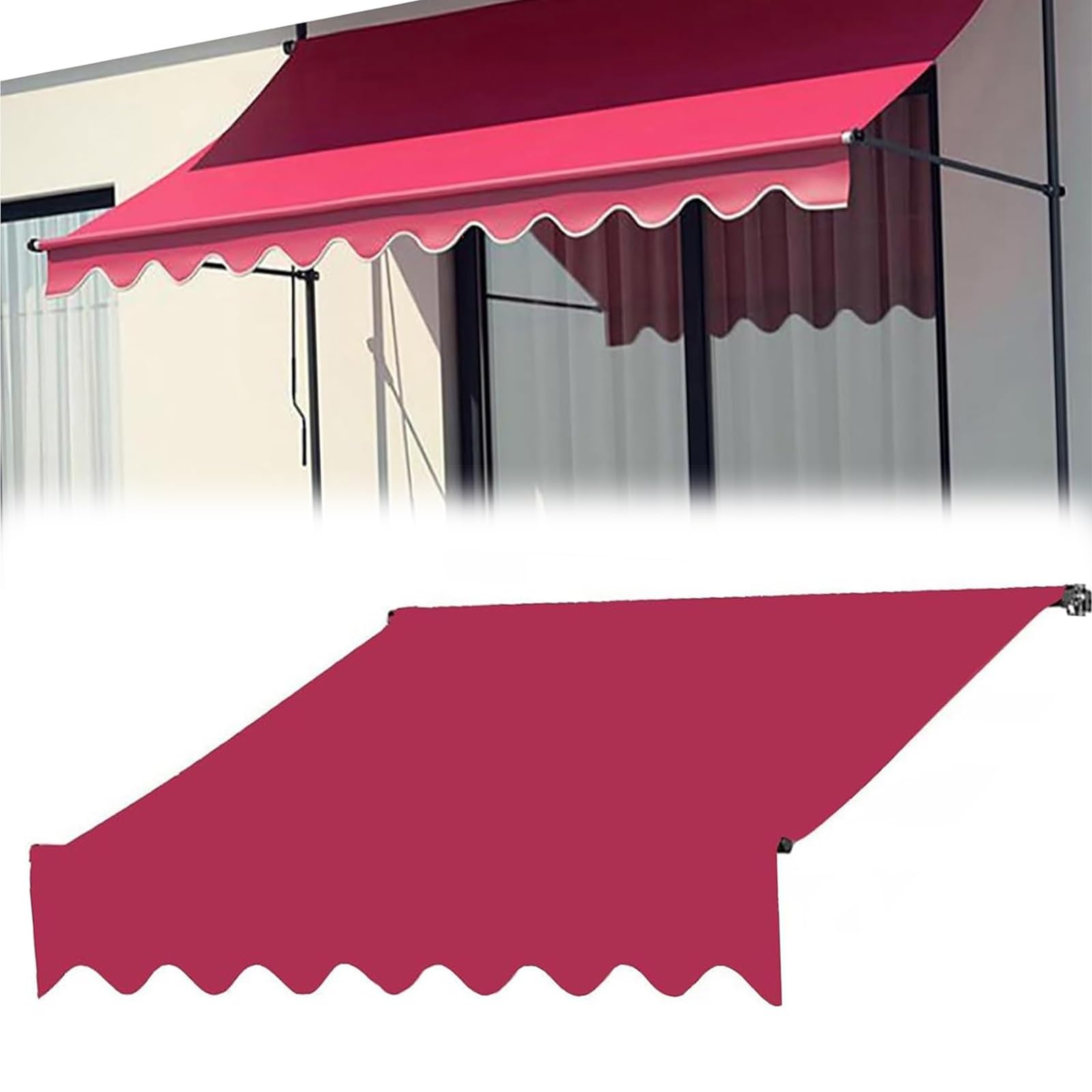 Outdoor Garden Patio Awning Canopy Replacement Fabric Waterproof AntiUV Top Cover MultiStripe Design Red 350cm