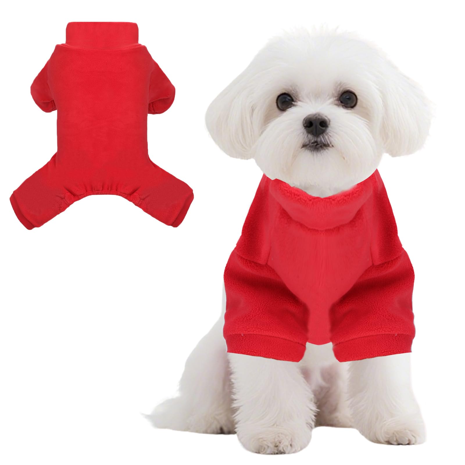 Pyjama thermique pour chien de petite taille veste polaire chat rouge S