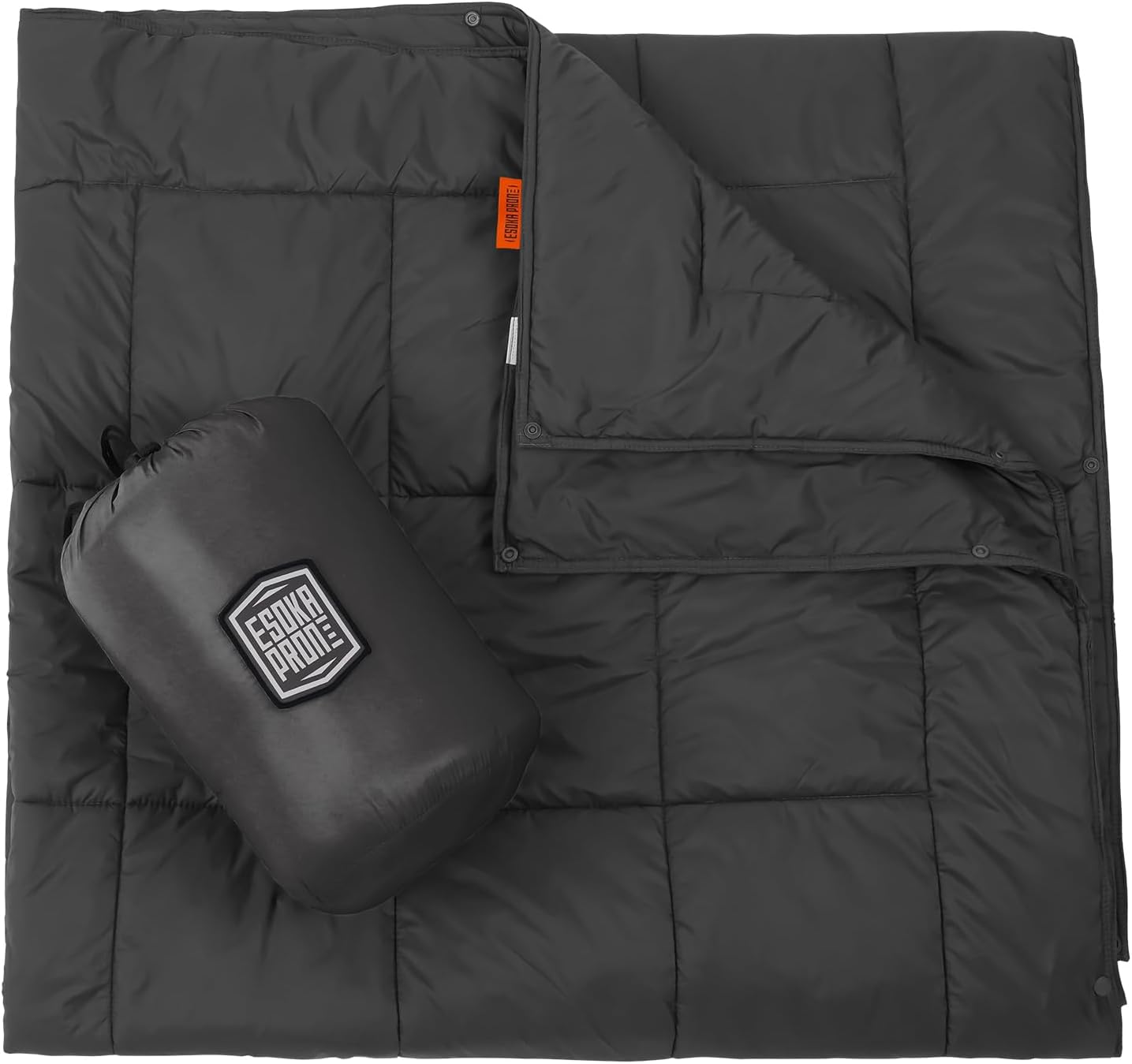 Multifunctional Camping Blanket, Ultralight Wearable Travel Blanket,Indoor Sofa Blanket，Outdoor Portable nap Blanket，Camping Quilt with Snap Buttons for Outdoor Hiking,Camping -Black