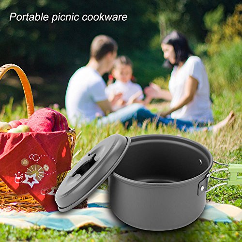 Ustensiles de cuisine de camping noir, set de 8 pièces légères