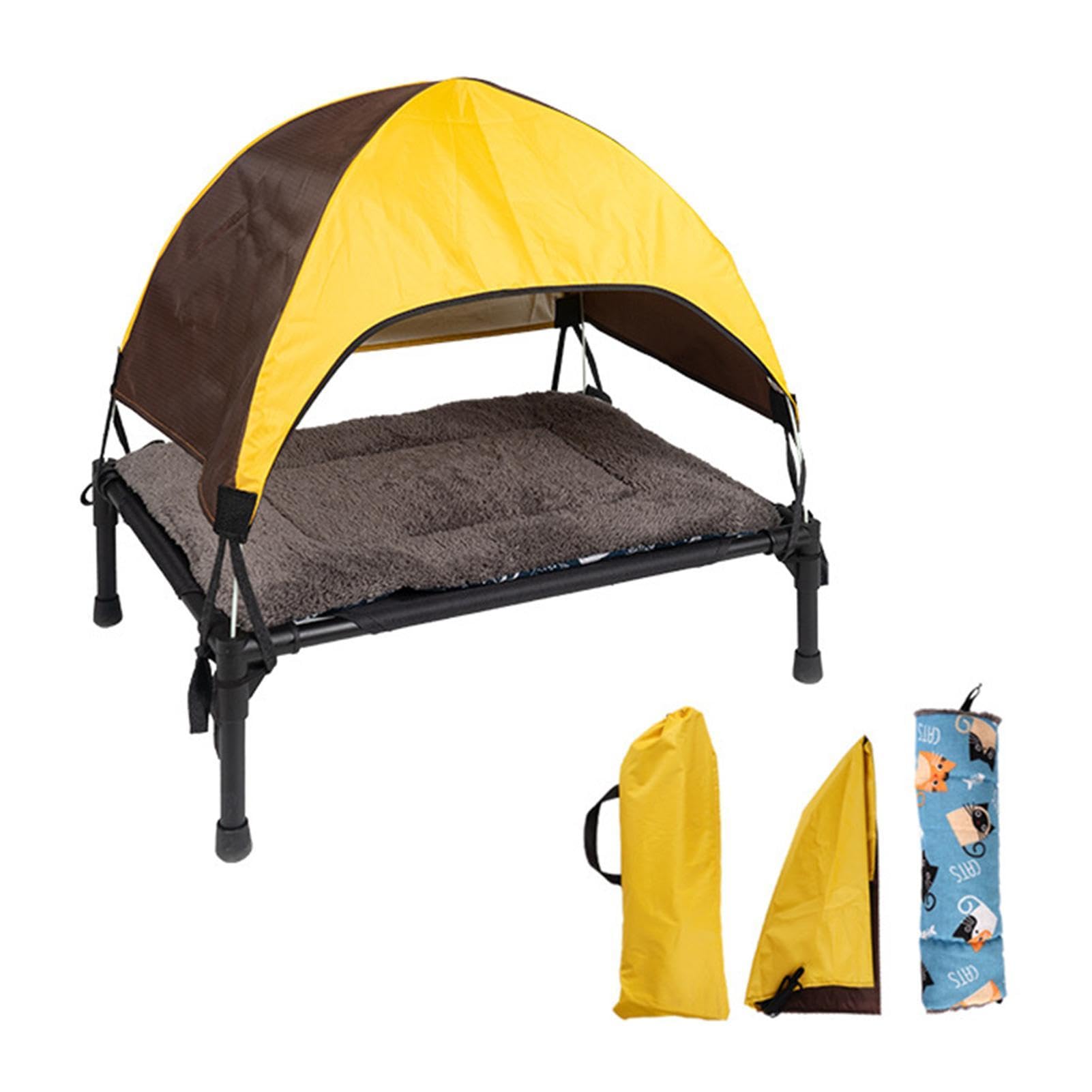 shpuuyy Cama elevada para Perros, Cuna elevada para Mascotas, protección UV, con toldo extraíble, toldo portát para Mascotas, Cama elevada refrescante para Perros y Gatos para Interiores y