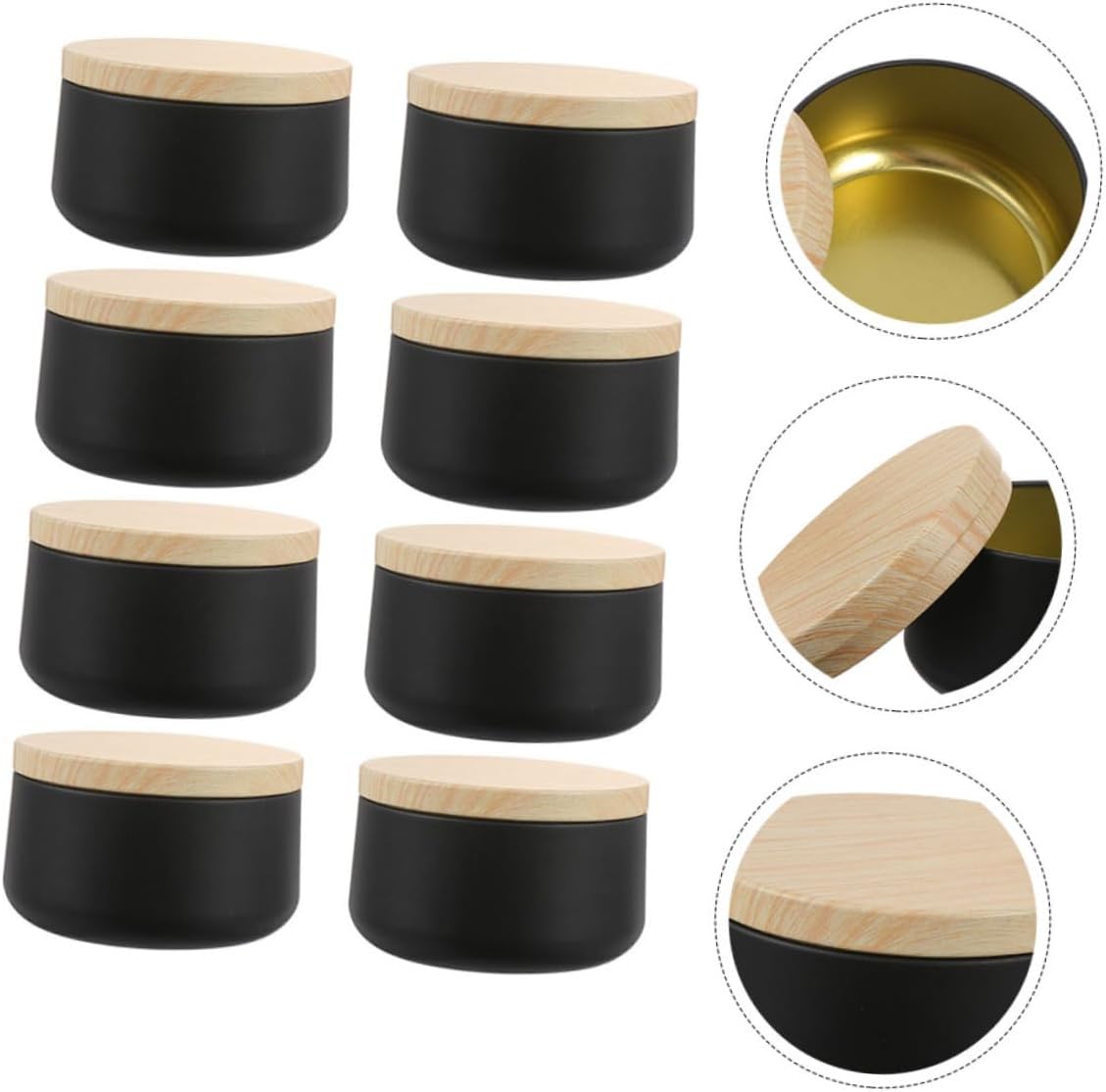 DOITOOL 8pcs Candle Jars Lids Rustic Style Storage Containers for Candle Making Jewelry Beads Home Decor and Party Favors