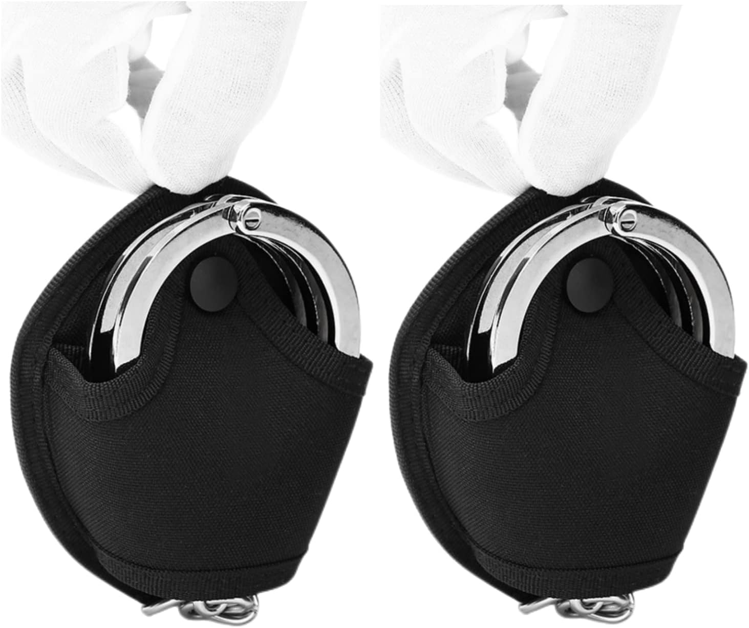 Handcuff Holster, Open Top Handcuff Case with Secure Snap, Handcuff Pouch for Duty Belt, Law Enforcement Military Standard Handcuff Holder (Black - 2 Pack)