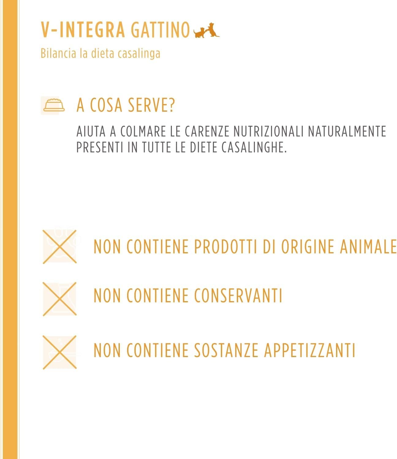 V-INTEGRA Gattino - Integratore Completo Ricco di Vitamine e Minerali, per la Dieta Casalinga del gatto cucciolo - 200g - Made in Italy
