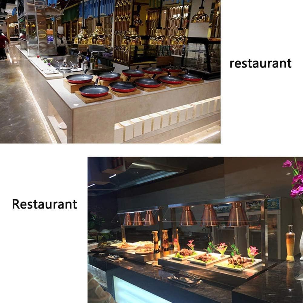 Luci scaldavivande, lampada scaldavivande a 4 teste, lampada riscaldante per pizza a buffet, piano d'appoggio in acciaio inossidabile commerciale con schermo in vetro, per tavolo scaldavivande da