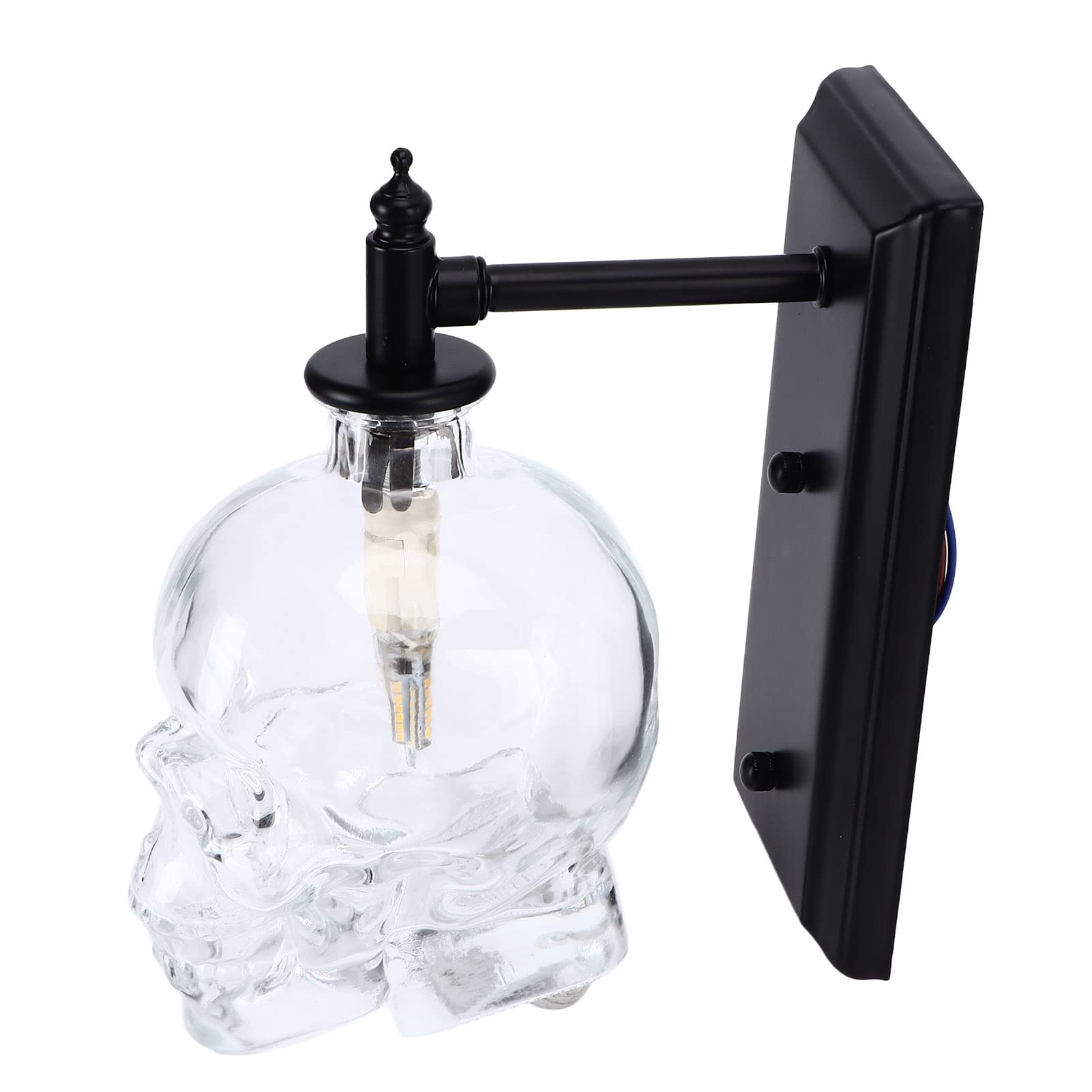 Garosa Crystal Wall Lamp, Lighting Vintage Wall Lamp Iron Glass Skull Shape Industrial Wall Mounted Light with G9 Bulb for Bedroom, Vintage Wall Lamp
