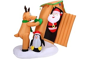 Inflatable Santa Claus in Red Outhouse with LED Lights for Christmas