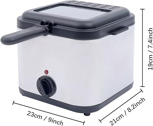 Miniatura 3 de Freidora eléctrica con cesta, freidora de acero inoxidable de 1000 W, capacidad de aceite de 2.5 L, capacidad de aceite para papas fritas,