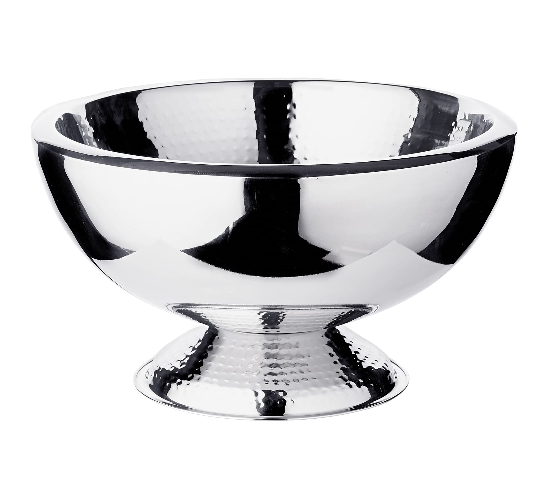 EDZARD Champanera Toni (Ø 43 cm, H 24 cm), acero inoxidable pulido espejo, de doble pared, martillada en el interior y en el pie – enfriador de botellas grande, enfriador de vino, cubitera grande