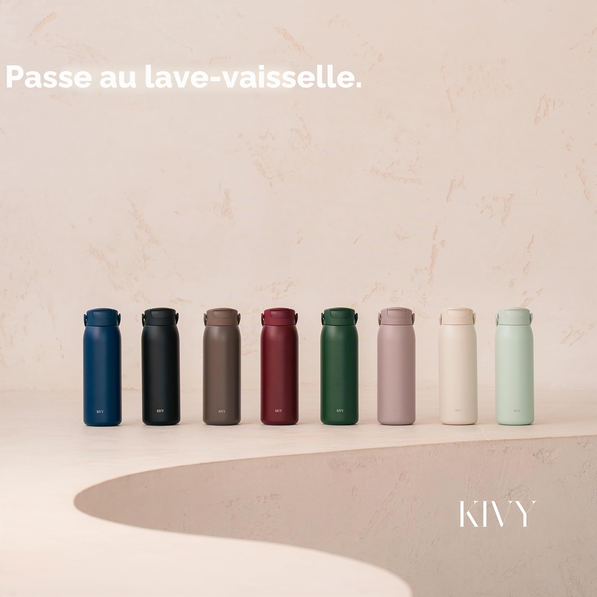 KIVY Gourde en acier inoxydable 1 l avec paille - Bouteille isotherme de 1 l - Passe au lave-vaisselle - Gourde Gym & Fitness - Gourde isotherme en acier inoxydable - Bouteille isotherme | 24 heures de froid, 12 heures de chaleur, anti-fuite, isotherme, b