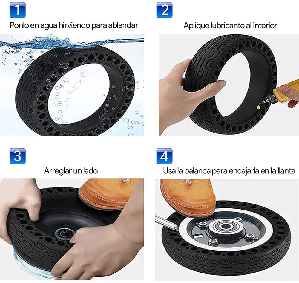 Pneu Solide de Scooter électrique de 8,5 Pouces + Levier de Pneu, Pneu en nid d'abeille antidérapant résistant à l'usure, Pneu sans Chambre à économie d'énergie à Installation Simple