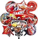 cars 2 personaje miguel camino Decoracion de fiesta de cumpleaños: incluye 1 * globo de aluminio número 2, 2 * globos de aluminio de Estrella, 6 * cars globos de aluminio, hermosos globos son perfectos para decorar fiestas de cumpleaños infantiles.