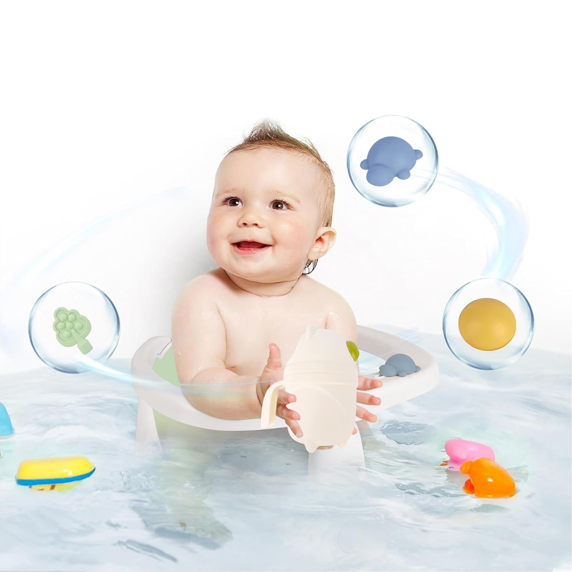 Bebamour Asiento de Baño para Bebé 6 Meses+ Niño Bañera Antideslizante,Green