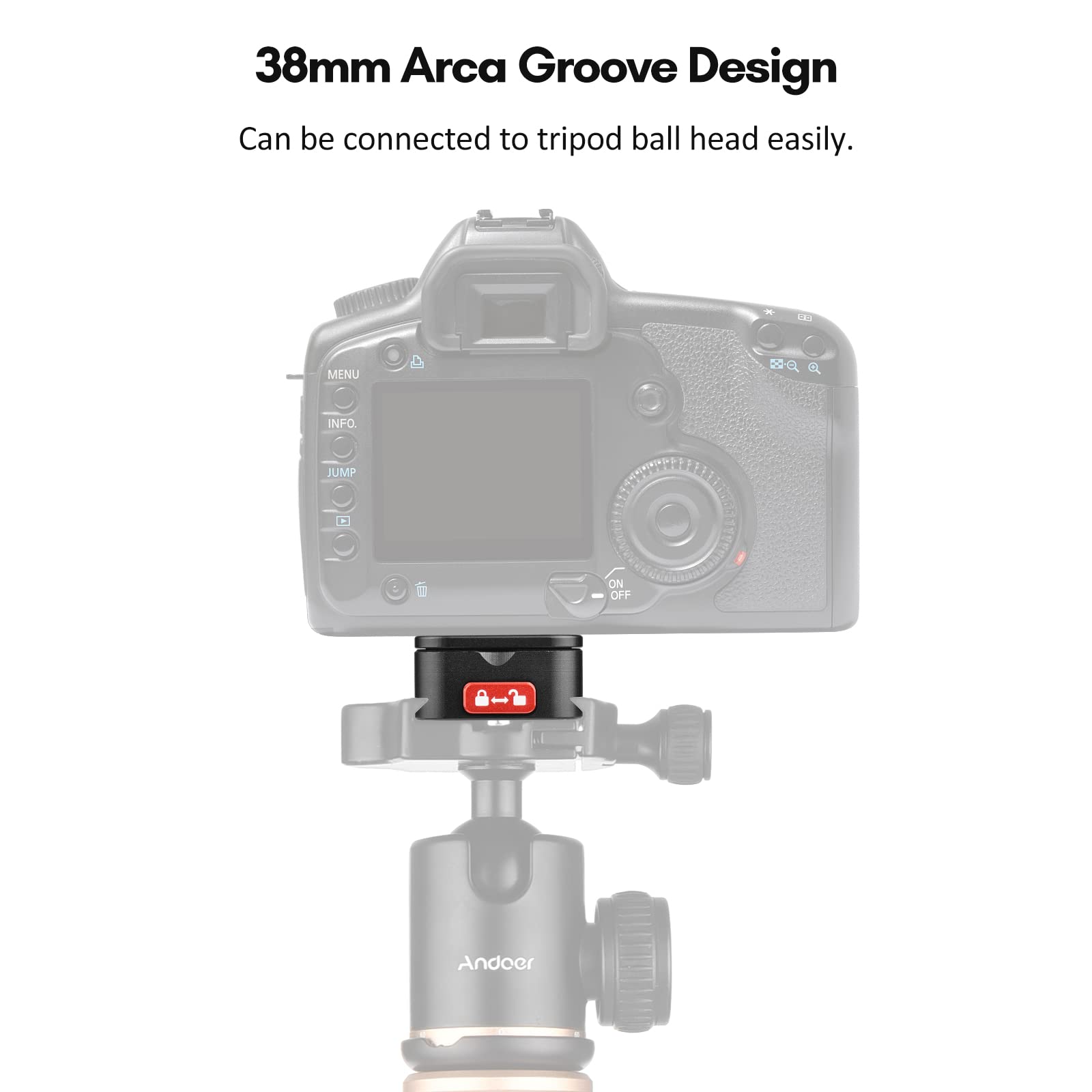Andoer Placa de liberación rápida de aleación de aluminio para trípode, placa QR, adaptador de montaje de cámara, configuración rápida con tornillo de 1/4 pulgadas para cámara DSLR