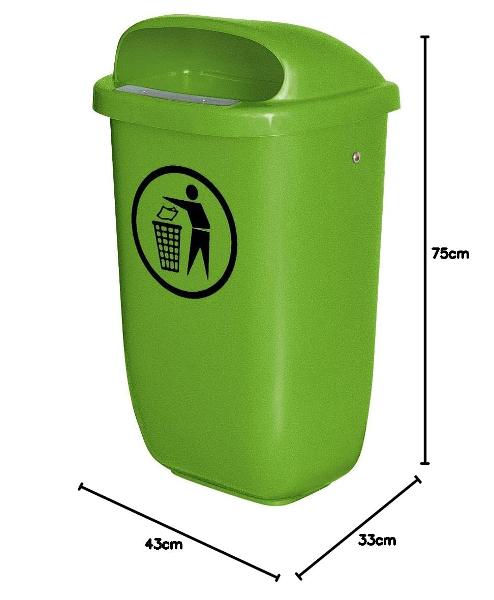 BRB Poubelle d'extérieur - Capacité : 50 l - Conforme à la norme DIN 30713 - Vert