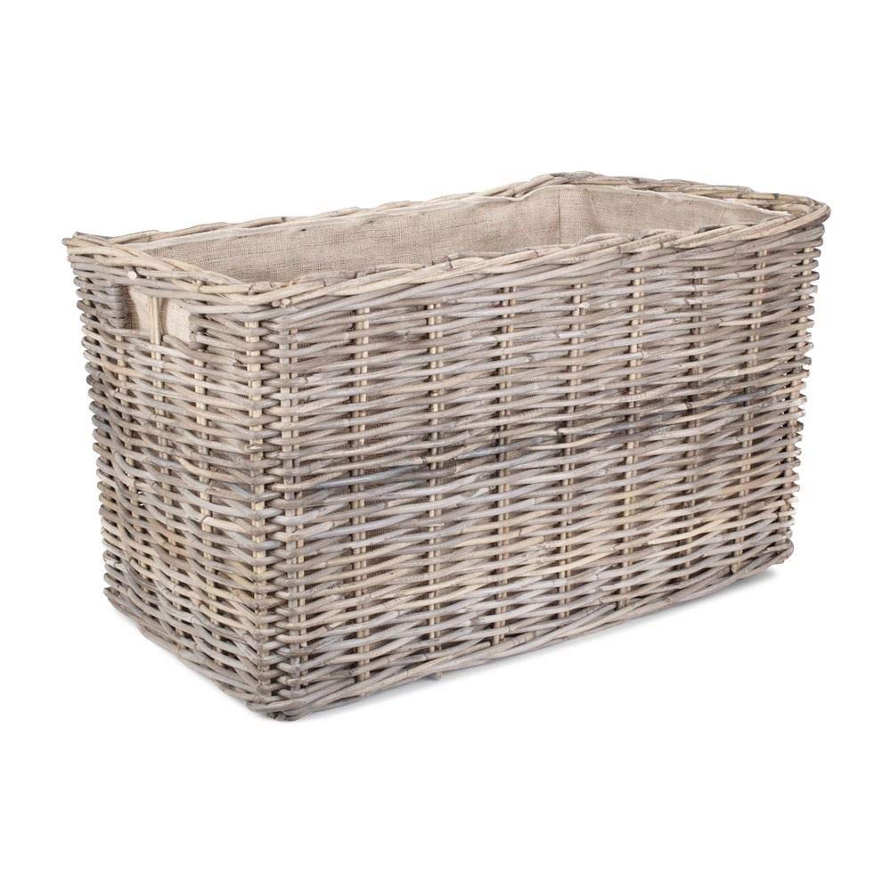 Large Under Bench Rattan Basket - Grey