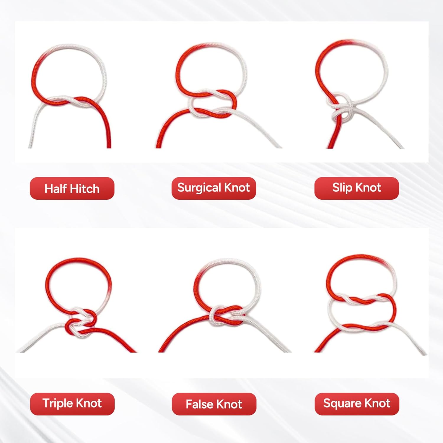 Medarchitect Surgical Knot Tying Practice Rope(6PCS), Suture Training Tool for Medical Students Learning Knot Tying,Two-Color Half Dyed Cord - Ø1mm,Ø2.5mm,Ø4mm (2 pcs Each) - Image 5