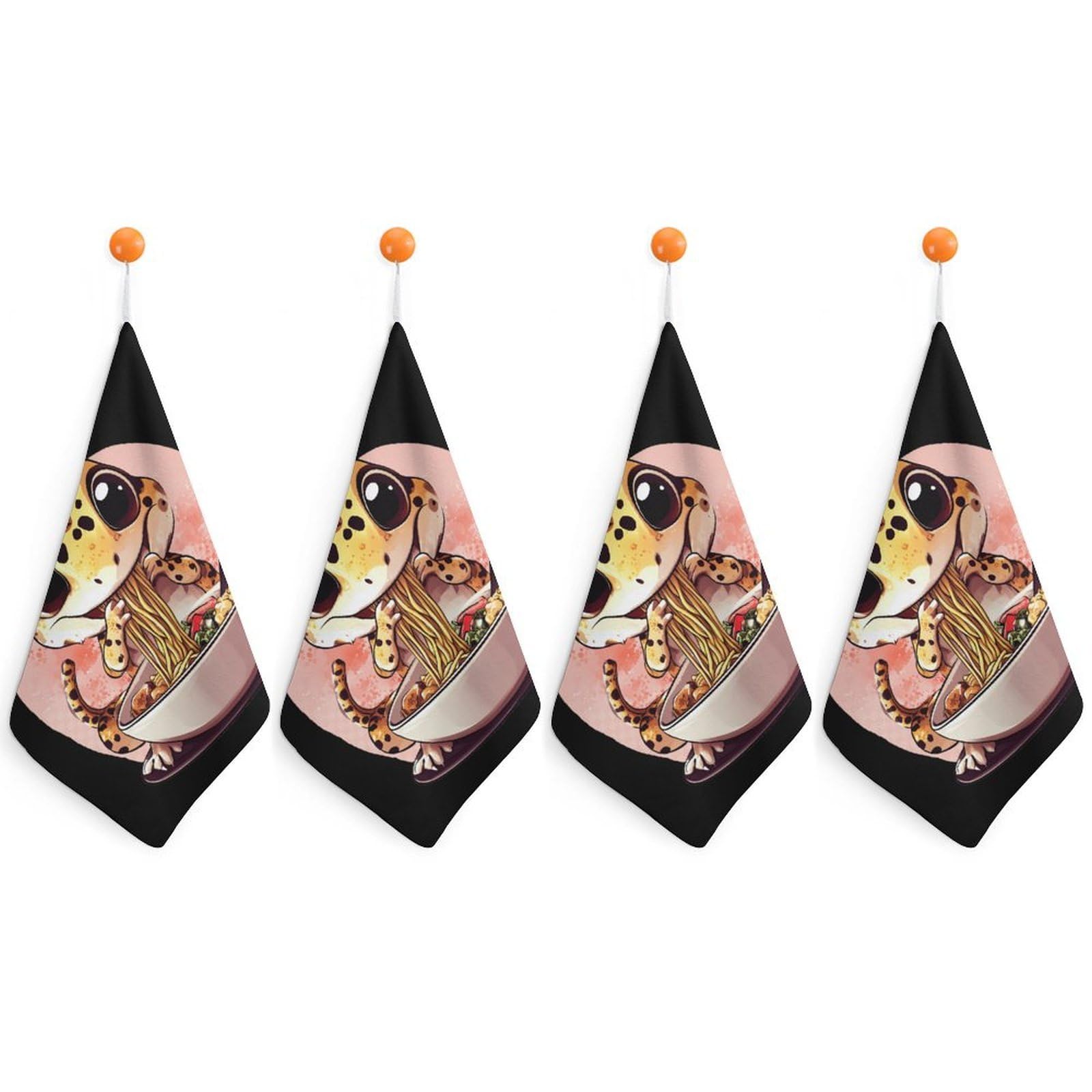 CGSBNGHA Japanese Ramen Leopard-Gecko Hand Towel Hanging Face Towels Cleaning Cloths Handkerchief for Bathroom Kitchen