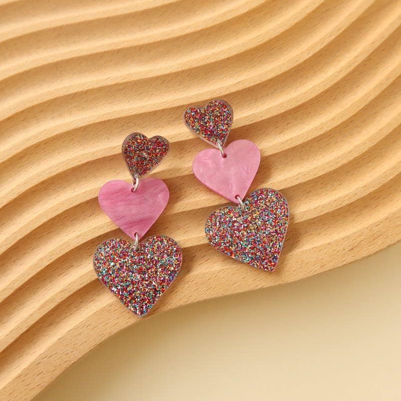 Heart Earrings for Women,Love Heart Dangle Earrings Red Pink Acrylic Lucite Arch Love Earrings for Her Mother's day Valentine's Day Women Jewelry - Image 5