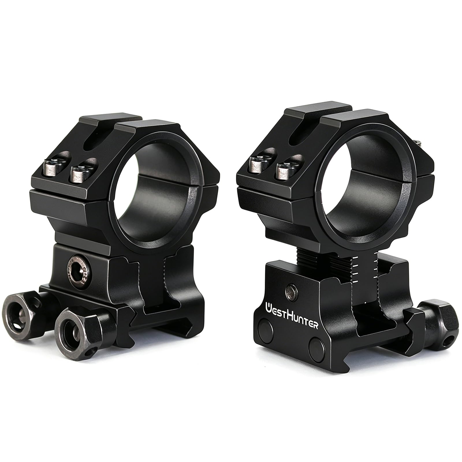 Anillas Ajustables para Mira Telescópica WestHunter Optics, Soporte de Precisión para Instalar Miras de 30mm & 25.4mm en Rieles Picatinny(Exclusivamente para Actividades Deportivas) | Black