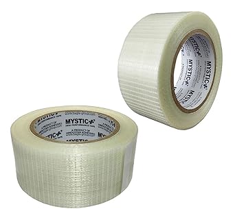 MYSTIC Cross Filament Tape 48mm X 20m Pack of 2, 140 mic thick high-strength tape for Bundling, Securing, Packaging, Repairing, Bookbinding, Sealing, Reinforcing, Insulating