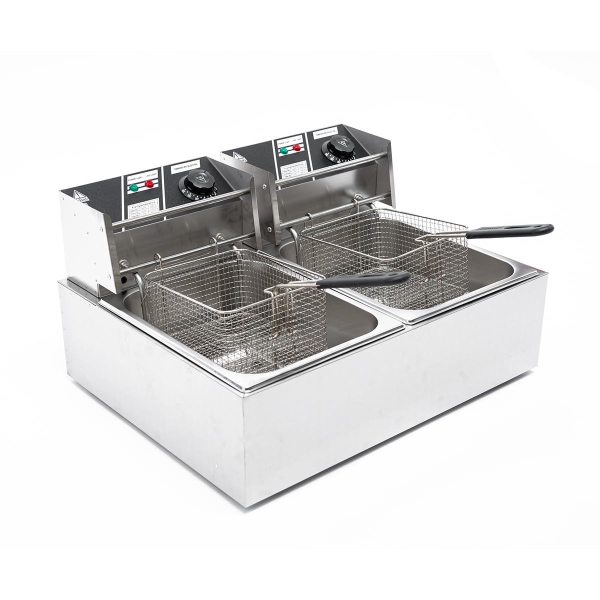 Tiziri Electric Deep Fryer 5000W Commercial Double Fryer, Countertop Kitchen Frying Machine 12L Electric Fryer With 2 Baskets and Lids Temperature Control