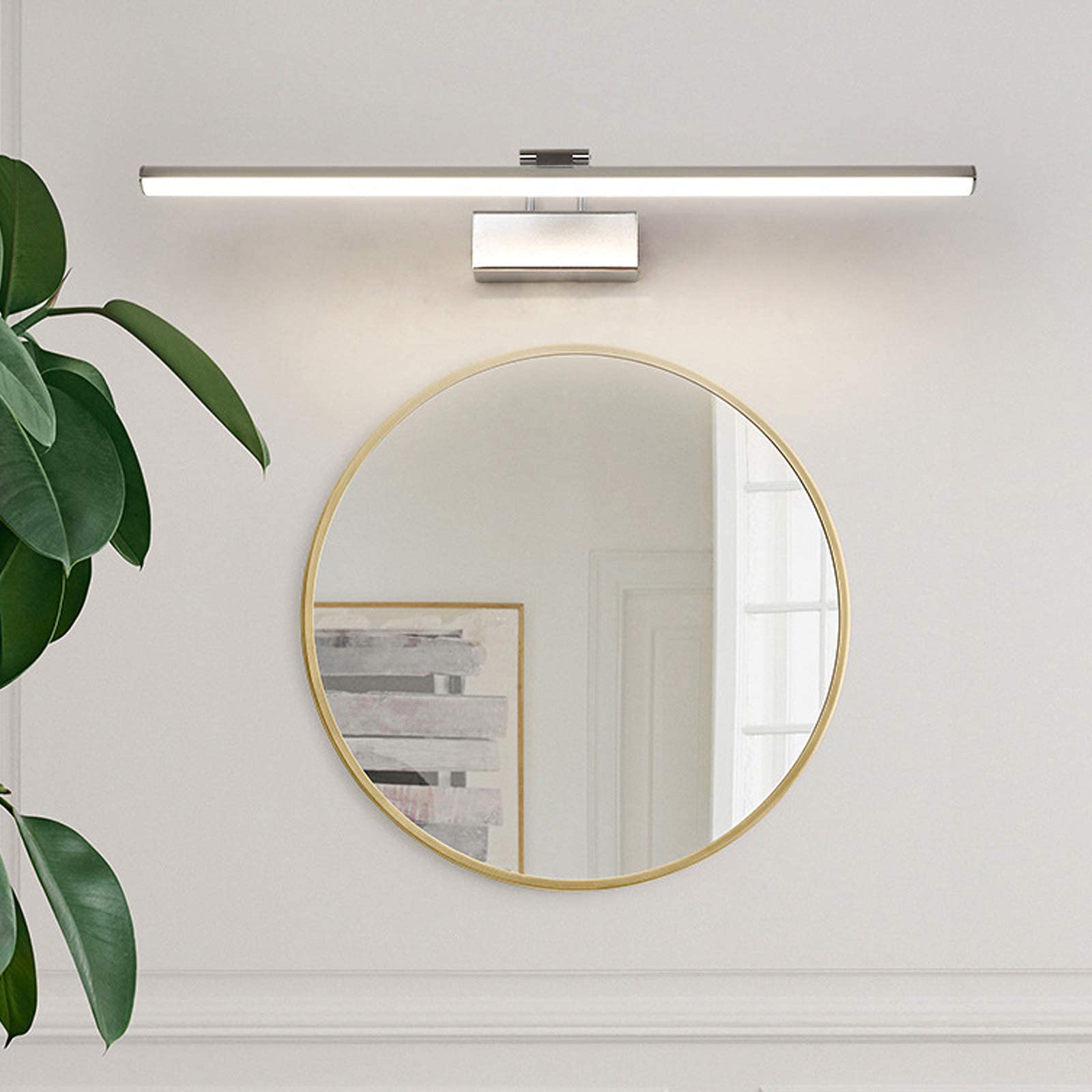 Oświetlenie lustra łazienkowego, srebrne przednie światło LED z obrotową głowicą lampy, 3 temperatury barwowe, nowoczesne oświetlenie szafki lustrzanej IP44 aluminiowa lampa ścienna do toalety