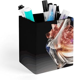 Perfume Bottle Pen Holder Square Pencils Holder Leather Waterproof Pencil Cup for Office, Home Supplies Desktop Storage Organizer Box