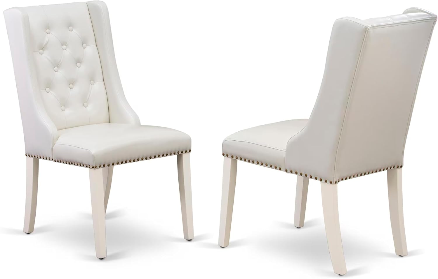 Linen White 9-Piece Dining Set with PU Leather Chairs