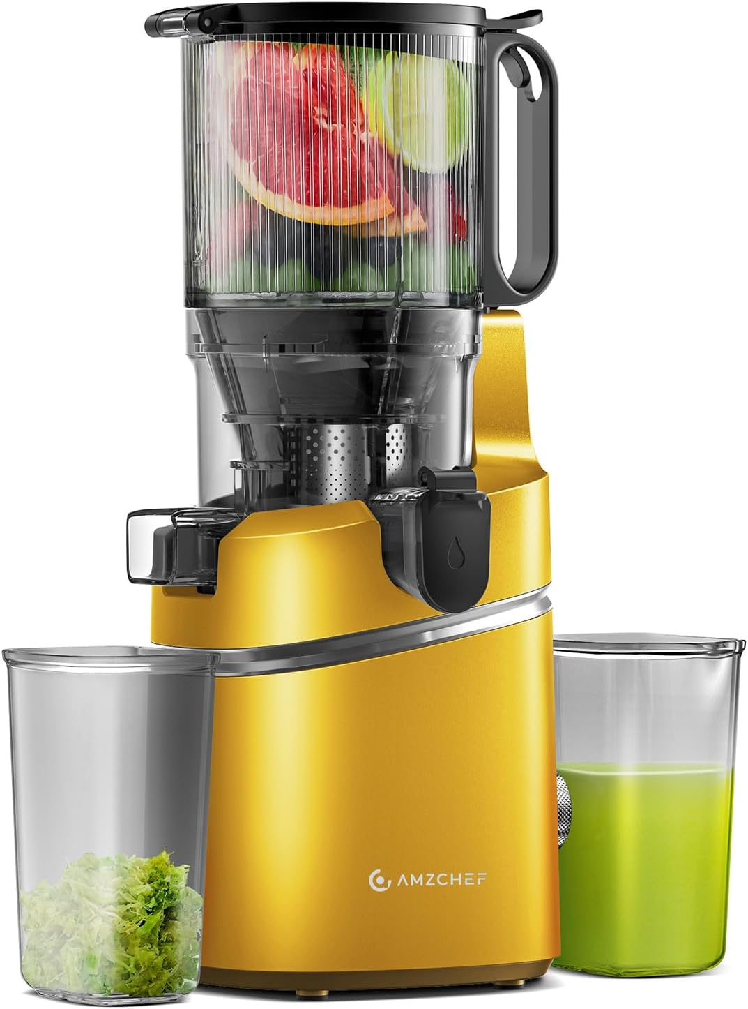 Slow Masticating Juicer,AMZCHEF Juicer Extractor Professional Machine with Quiet Motor/Reverse Function/Easy to Clean with Brush for High Nutrient Fruit & Vegetable Juice