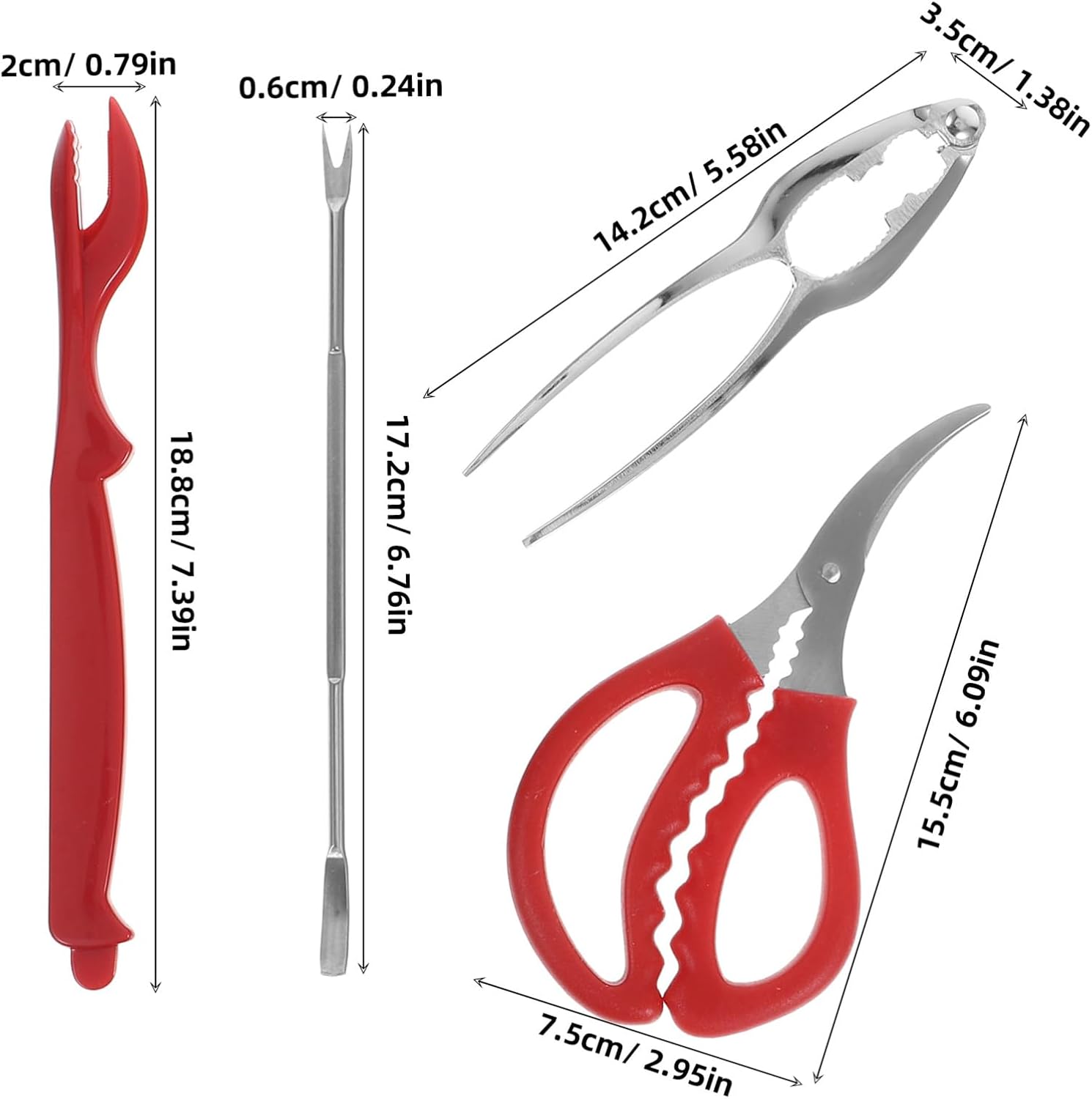KICHOUSE Seafood Tools Crab Eating Set with Forks Picks and Crackers for Crab and Lobster Lovers Includes Steel Needles and Plastic Picks