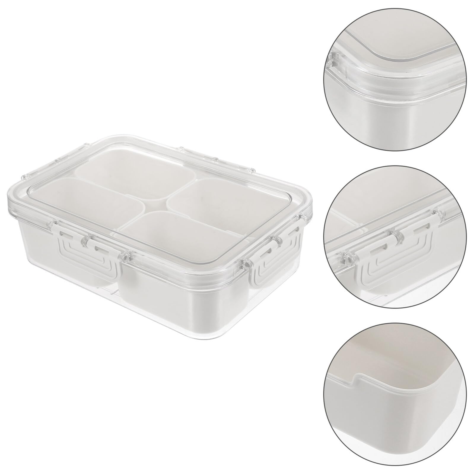 2 Stücke Tragbare Snackbox mit Fächern und Deckel Transparenter Organizer für Süßigkeiten Obst Nüsse Gewürze mit Praktischem Griff für Picknick Party und Reise