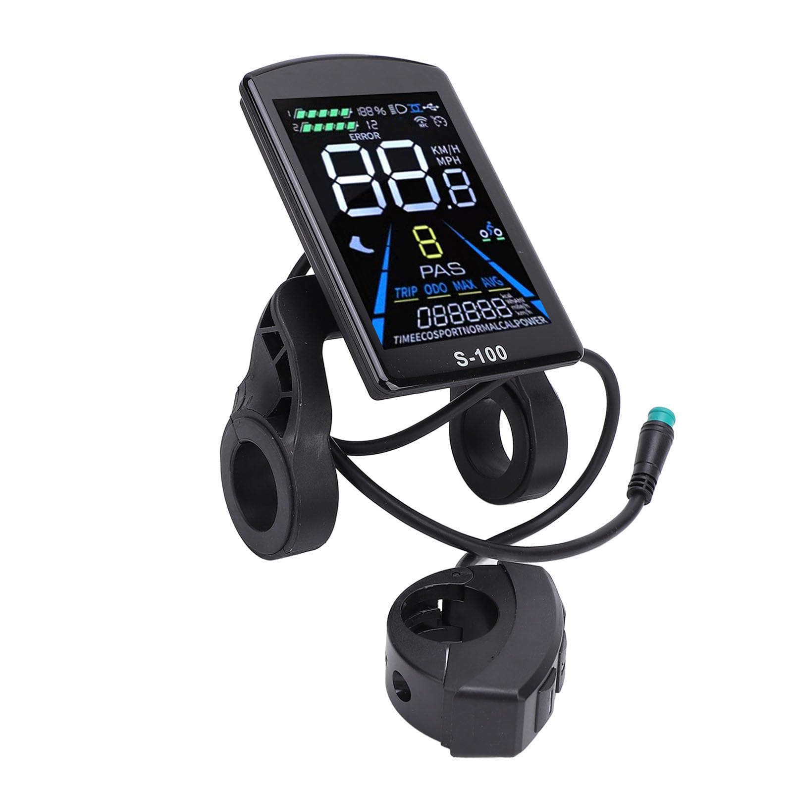 Asixxsix Display LCD per bicicletta elettrica, realizzato in ABS 24V 36V 48V 60V Display LCD impermeabile, per manubrio da 22,2 mm Accessorio per bicicletta