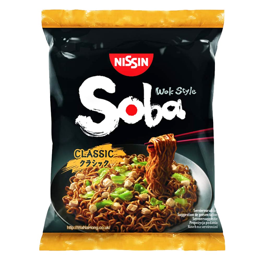 WaNaHong Nissin Soba - Fideos instantáneos fritos Yakisoba 109 g (9 porciones) - Clásico