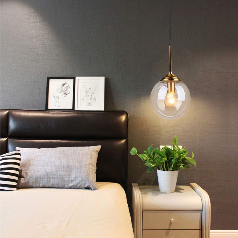 Przemysłowy retro loft sufit wisząca Lekki żyrandol Lampa wyposażenie mosiężne wyposażenie Mosiężne złącze Amber Globe Globe (15 cm, bursztyn)