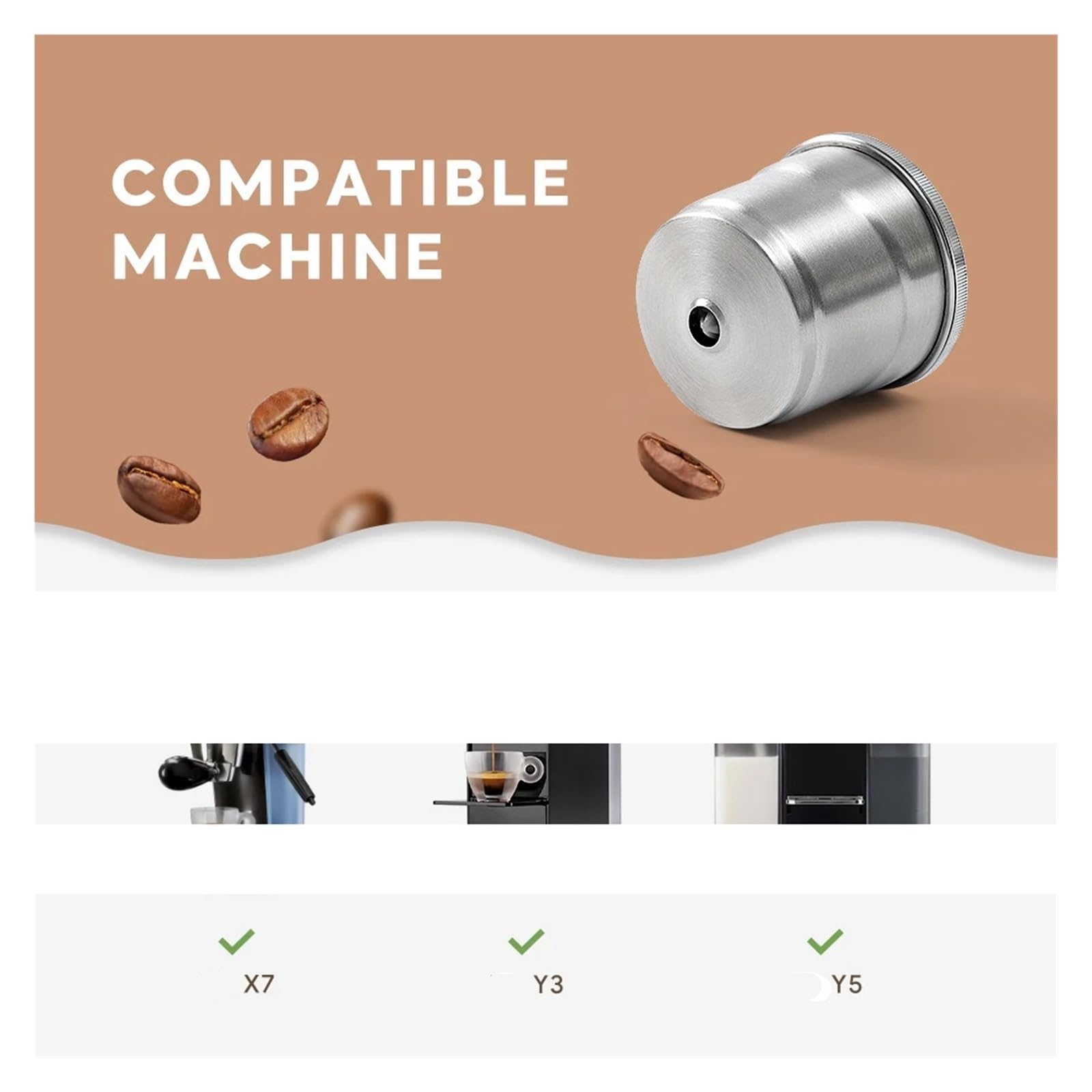 Wiederverwendbare Kaffeekapseln, Kaffeemaschine, Edelstahl-Füllkapseln, Reichhaltige Creme, Kompatibel Mit Illy, X7 Y3 Y5(6PCS)