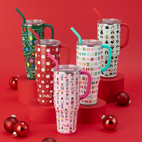 Miniatura 9 de Swig Life Taza Mega de 40 onzas, impresión discontinua, vaso aislado extra grande con asa y pajilla, apto para vasos, apto para lavavajillas, tazas