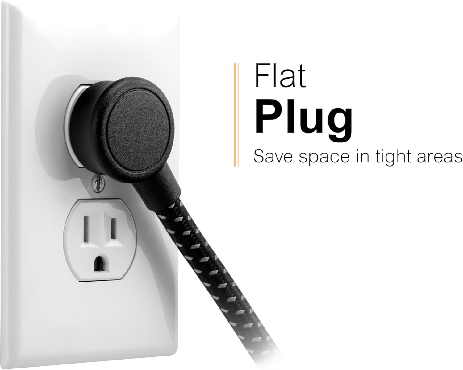 GE 7-Outlet Surge Protector Power Strip with USB, 2 USB-A, 4 Ft Braided Cord, Multi Plug Outlet Extender, Flat Plug, Charging Station, 2.4A, 1470 Joules, Black, 82593