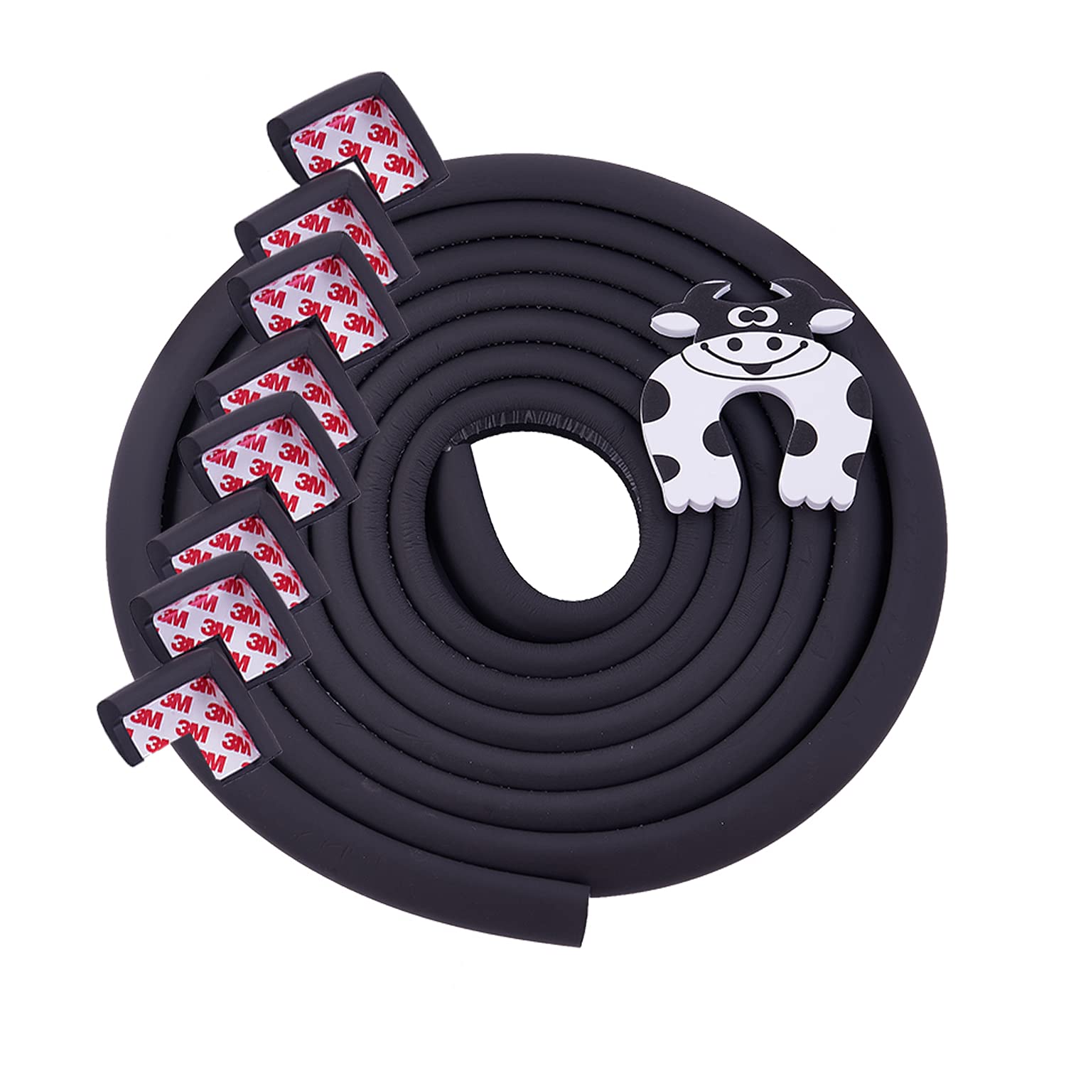 Baybee Baby Proofing Edge & Corner Guards, Pre-Taped Baby Kids Safety Edges & Corner Cushion Protector Set | Baby Child Safety Furniture Bumpers Table Edge Protectors for Kids (Black 16.7Ft +8 Corner)