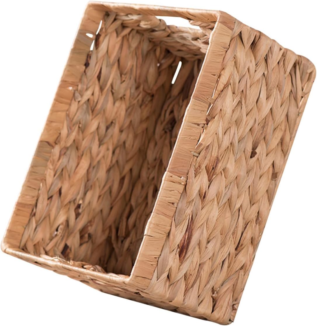DECHOUS Woven Storage Basket with Handle Decorative Handwoven Storage Bin for Home Organization Portable Sundries Organizer Suitable for Bedroom Living Room