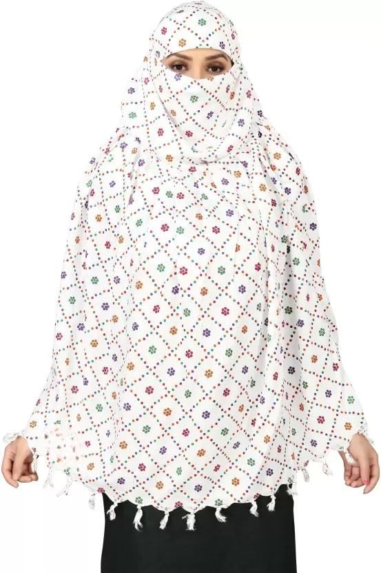 Image of SIXSIGMA Cotton Long Scarf Cum Mask scarves Usable for vehicle Driver | White Printed Design | Universal Size | For Girl & Women | Breathable Sun Protection Light Weight