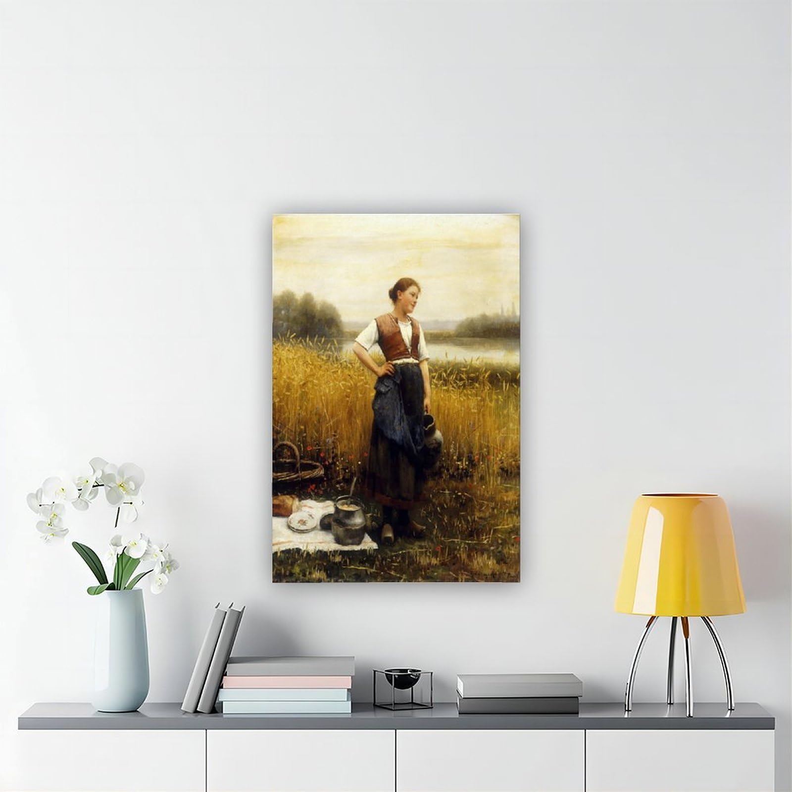 ANFOTCM Daniel Ridgway Knight, obiad żniwa, artystyczna dekoracja ścienna plakat rodzinny bar restauracja garaż kawiarnia sztuka znak prezent 50 x 75 cm