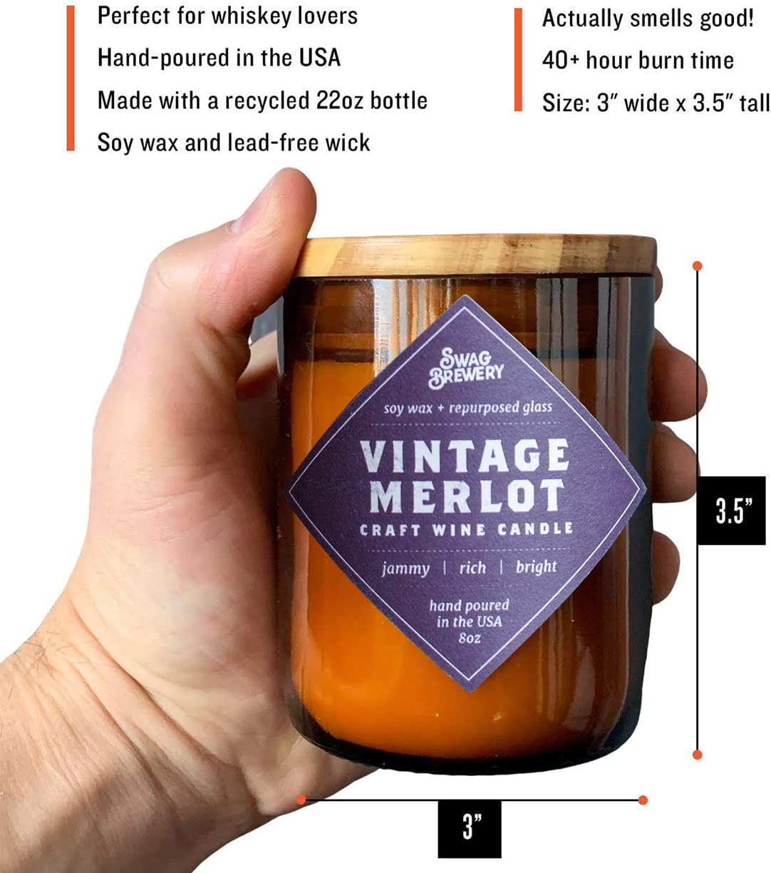 Vintage Merlot Wine Candle - Makes a Great Wine Gift, Gift for Mom, Unique Wine Bottle Candle, Pinot Noir, Bordeaux, Cabernet, Syrah, Malbec, Chardonnay, Lush *Made in USA* - Image 4