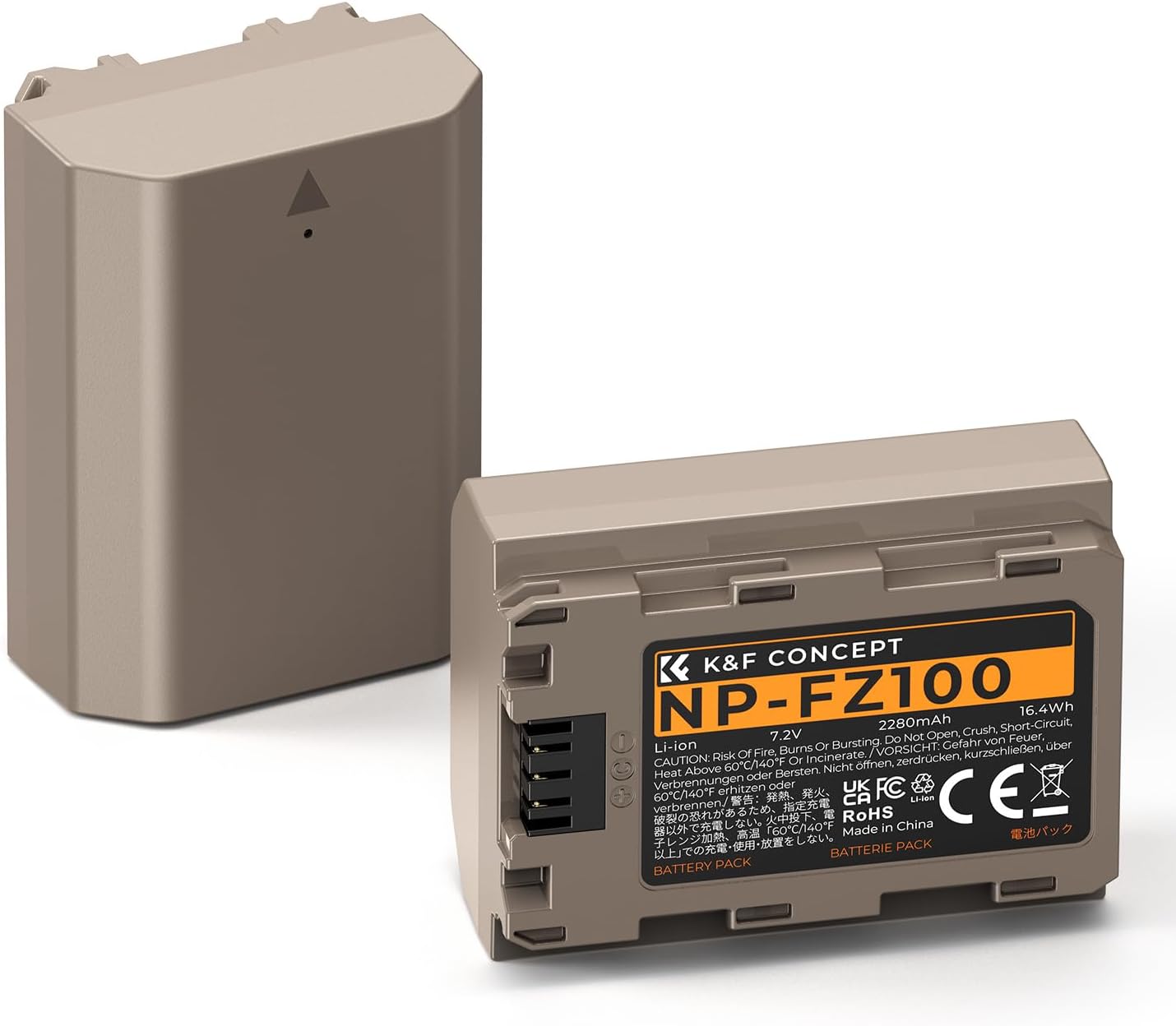 K&F CONCEPT 2-Pack NP-FZ100 Battery, USB-C Fast Charging A7iii Batteries Compatible with Sony A7iii A7iv A6600 A6700 ZV-E1 FX3 FX30 A7Riii A7RIV A9 A1 Cameras