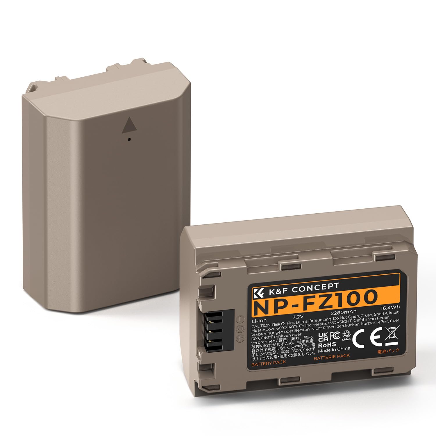 K&F CONCEPT NP-FZ100 Batterie d'appareil Photo avec Connecteur de Charge Directe de Type C Compatible avec Les Appareils Photo Sony A9 A7III A7RIII A7RIV A6600 ZV-E1 FX3, FX30 (2 Batteries)